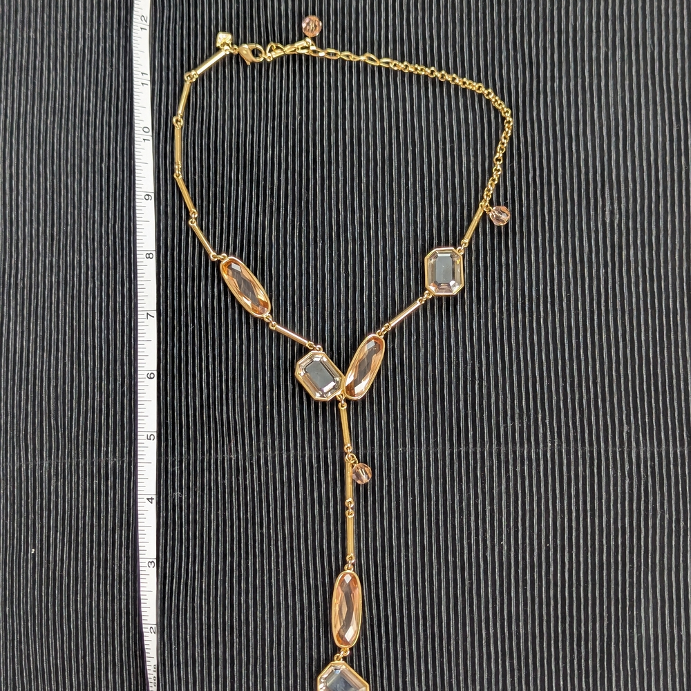 Authentic Swarovski Gold Plated Amber Topaz Austrian Crystal Necklace - Picture 7 of 10